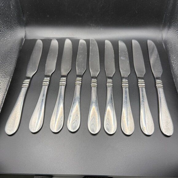 Oneida Avondale II Stainless Steel Butter Knives Set Of 9 Vintage - Picture 2 of 5